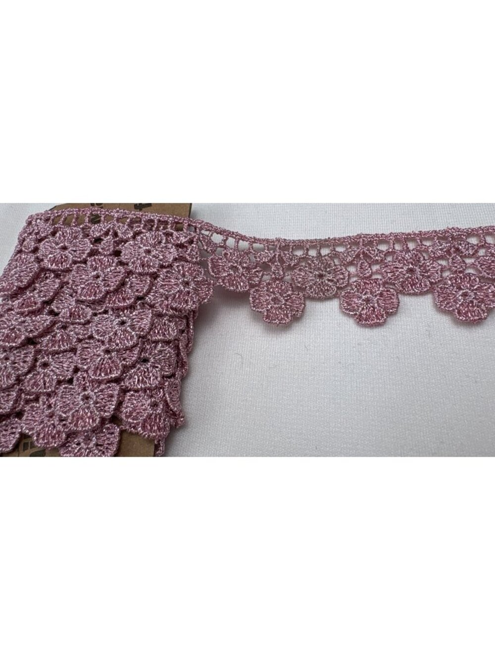 Metallic Mauve Floral Lace Trim 1.25" x 1 yard +3" Embellishments Crafts Bridal
